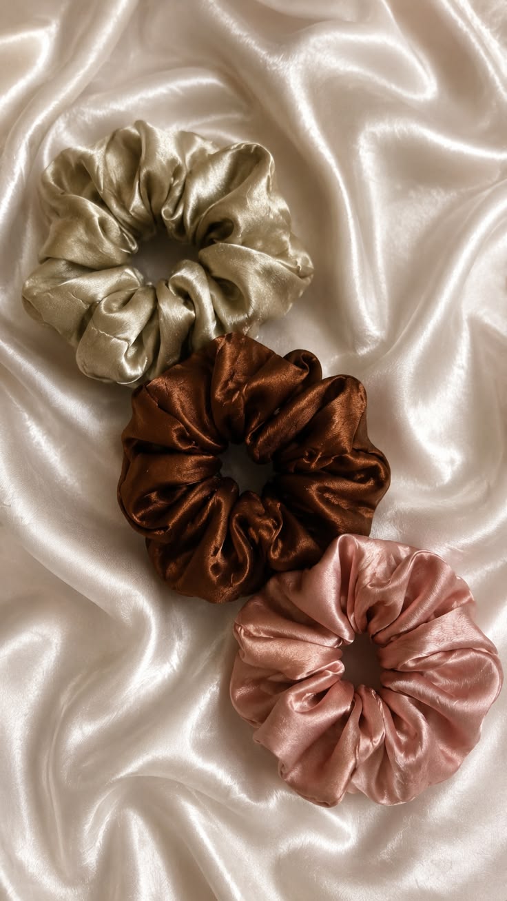 Satin Scrunchies – Set of 5